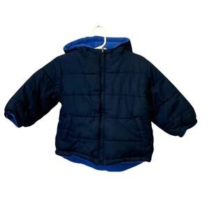 Faded Glory Boys 12M Long Sleeve Reversible Puffer Coat Fleece Full Zip Jacket